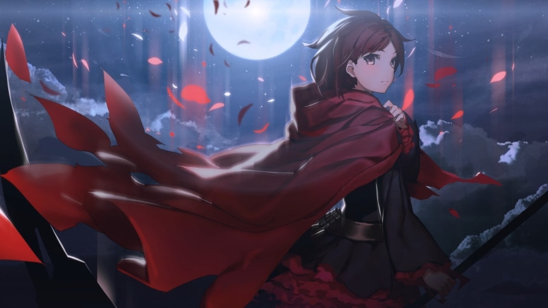 anime, standing, Ruby Rose (character), adult, indoors, character, RWBY, one person, representation, full length, real people, digital, young adult