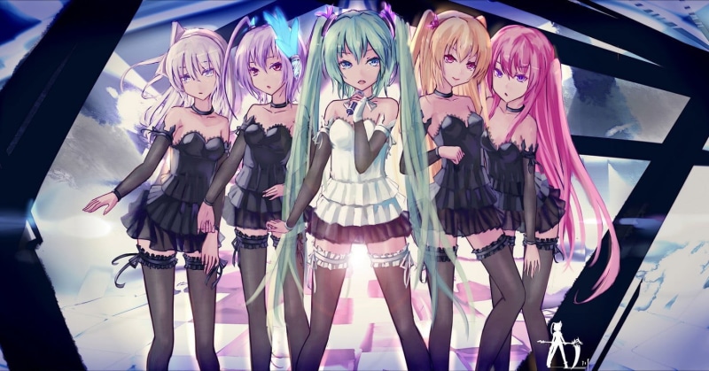 art and craft, women, full length, 720P, hairstyle, leisure activity, enjoyment, Hatsune Miku, fashion, Lily (Vocaloid), real people, creativity, mannequin