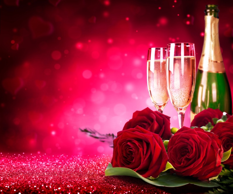 rose - Flower, flower arrangement, food and drink, beauty in nature, celebration, flowers, ribbon, glasses, flower head, celebratory Toast, champagne Flute
