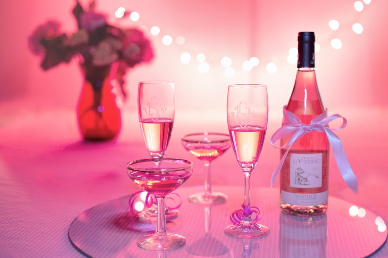 luxury, anniversary, celebrate, household equipment, birthday, event, drink, bottle, food and drink, party - social event, indoors, valentines day, glass