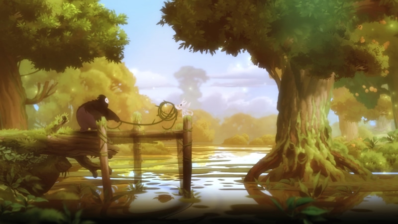 sunlight, cloud - sky, beauty in nature, lake, reflection, no people, nature, representation, water, 1080P, outdoors, day, sky, growth, plant, Ori and the Blind Forest