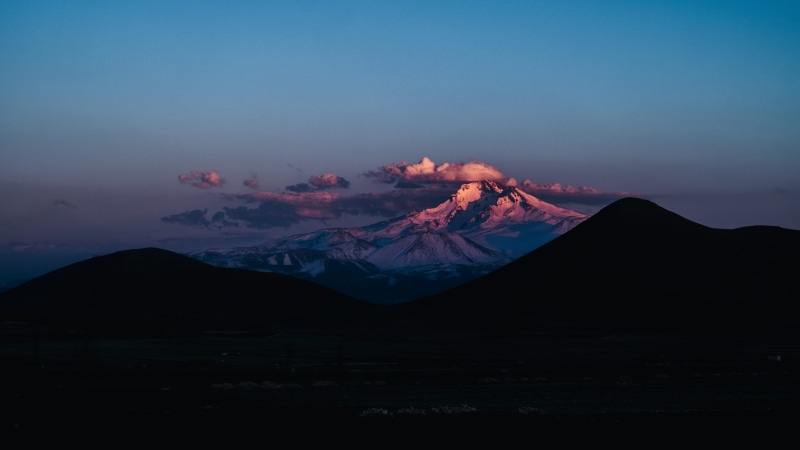 snow, cloud, volcanic crater, no people, tranquility, sunset, daytime, Mountain, sky, photo, environment, power in nature, mountain Range, tranquil scene