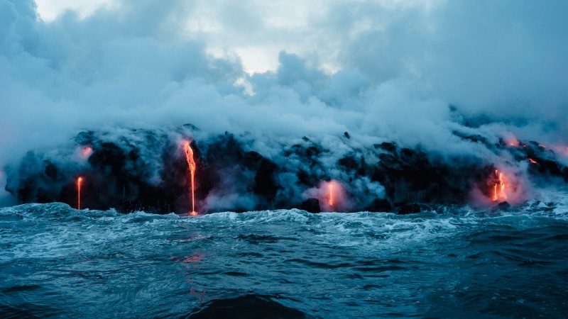 smoke, accidents and disasters, cloud - sky, erupting, nature, volcano, sea, power, volcanic eruption, geological phenomenon, smoke - physical structure