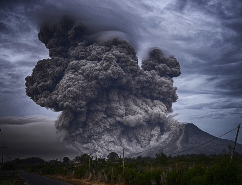 volcanic crater, fall, environment, eruption, natural disaster, landscape, burnt, warning sign, outdoors, active volcano, cloud - sky, power in nature