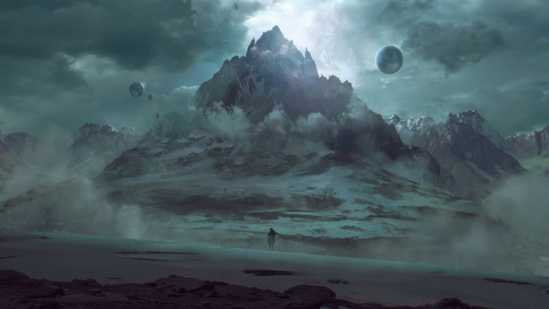 fantasy art, Jordan Grimmer, TheFatRat, planet, mountains, 1080P