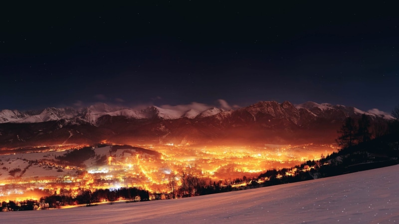 cityscape, zakopane, city, 1080P, poland, night