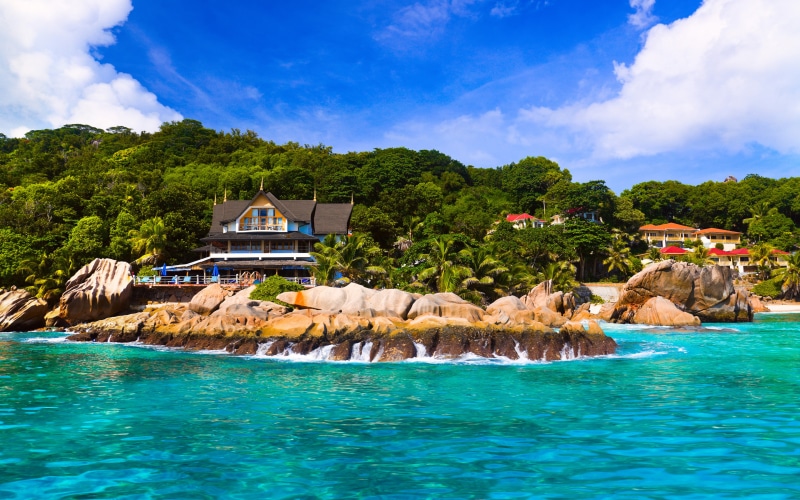 trees, 4K, seychelles, la, village, island, patatran, shores, palm, tropical, sea, hd, digue, beach, rainforest, exotic