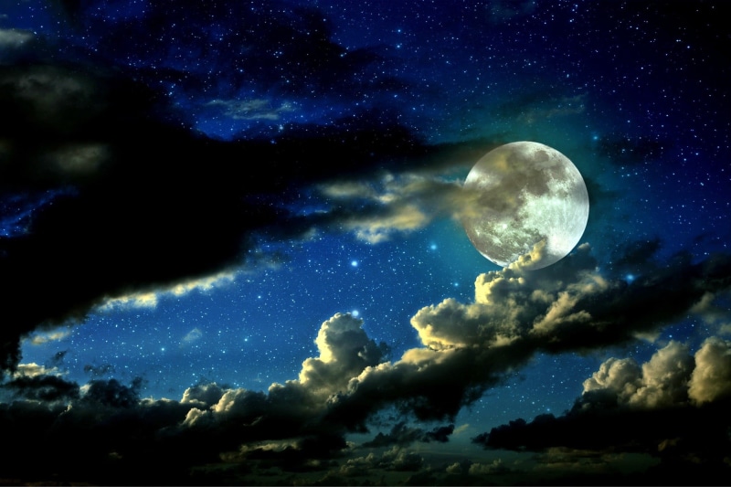 full moon, clouds, marine, cloud - sky, scenics - nature, planetary moon, painting, sky, space, no people, animal wildlife, blue, sea, motion, nature, full