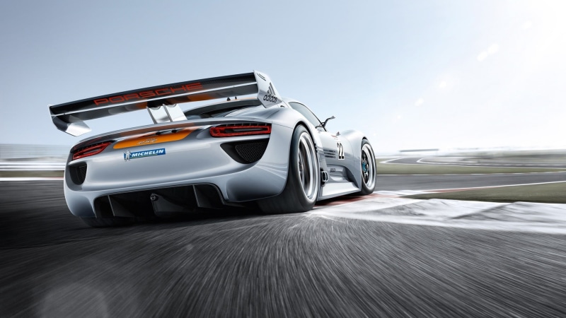 sports utility vehicle, driving, sports car, motion, silver colored, luxury, land vehicle, race tracks, auto racing, tire, Porsche 918 RSR, sports, race cars