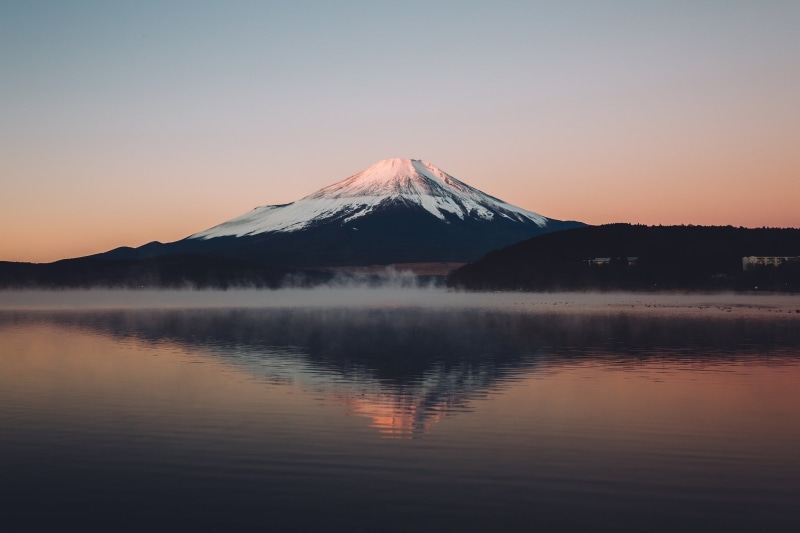 capped, snowcapped mountain, Mount Fuji, no people, nature, 1080P, mountain, reflection, non-urban scene, idyllic, lake, sunset, winter, snow, sky, Japan