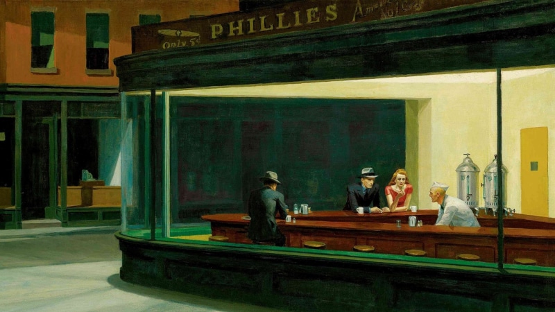 artwork, Classic Art, 1080P, Diner, painting, Edward Hopper, Nighthawks