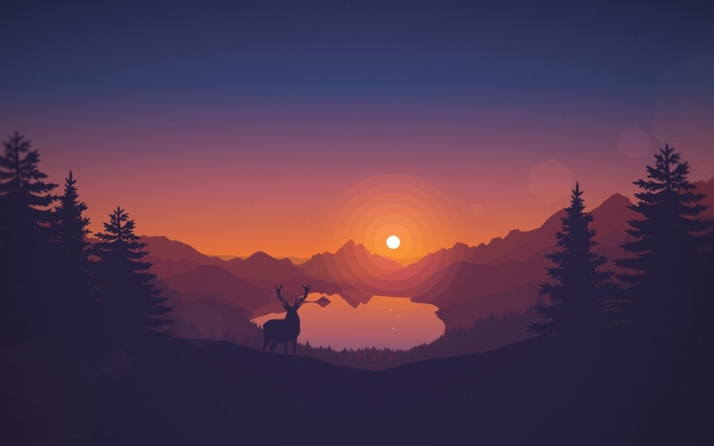 environment, tranquility, plant, 720P, tranquil scene, mountain, land, trees, real people, leisure activity, scenics - nature, deer, non-urban scene, painting