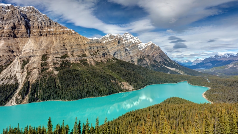 canada, alberta, mountains, national park, banff national park, 8k uhd, 8K, peyto lake, mountain lake, view, landscape