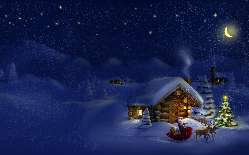 cold temperature, architecture, night, 2K, claus, building exterior, scenics - nature, sky, winter, nature, religion, building, outdoors, tree, star - space