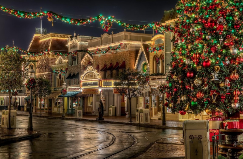 street, gifts, lights, tree, holiday, christmas, beauty, 1080P