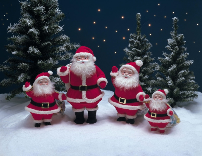 christmas trees, gifts, snow, stars, trees, christmas, santa claus, claus, 4K, santa