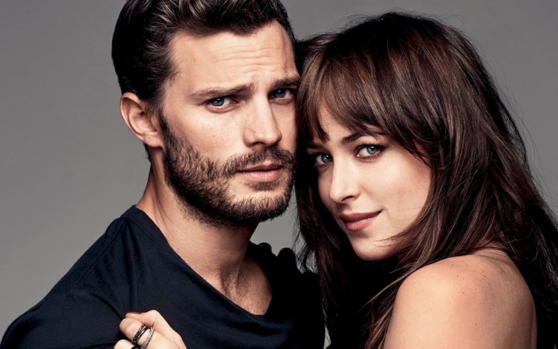 two people, movie, indoors, togetherness, men, love, young men, looking at camera, studio shot, Fifty Shades of Grey (2015), facial hair, man, Jamie Dornan