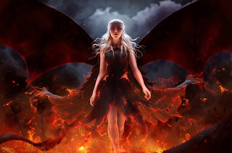 daenerys targaryen, game of thrones, tv shows, 1080P, hd, deviantart, artist