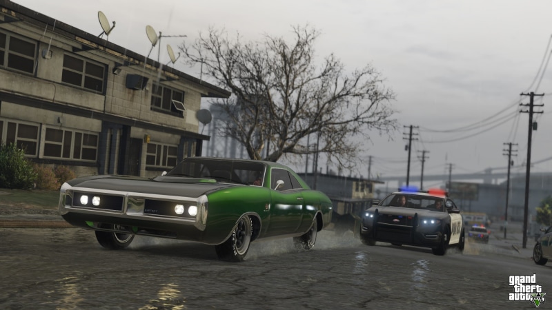 chase, rain, road, Grand Theft Auto V, 1080P, Los Santos, gta 5, police