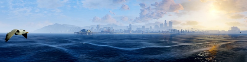 Seagull, Grand Theft Auto V, Sun, Grand Theft Auto, Sky, Los Santos, 1080P, Cloud, Sea