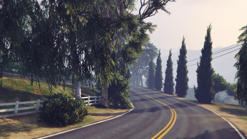 1080P, trees, hills, Rockstar Games, sunrise, video games, GTA Landscape, GTA5, GTA Online, Tongva Hills, GTA Photography, Grand Theft Auto V Online, Grand