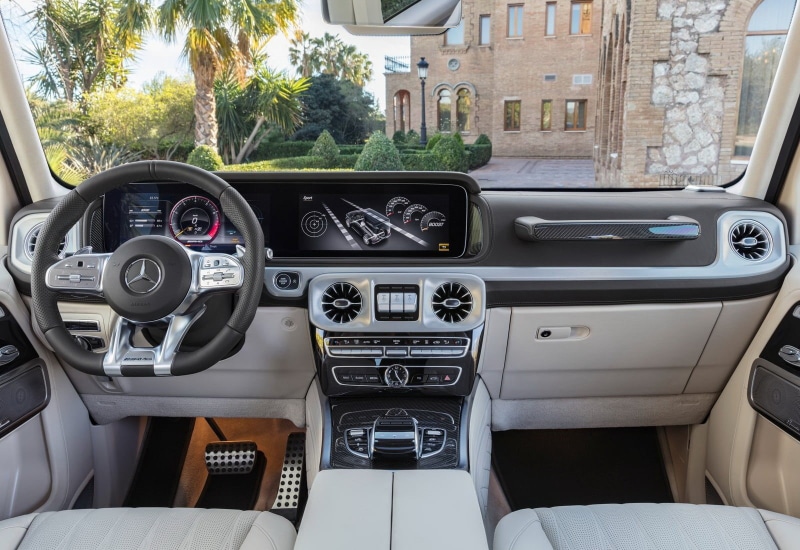 vehicle interior, dashboard, control, seat, outdoors, g63, windshield, transportation, travel, land vehicle, transparent, amg, 720P, steering wheel, car interior