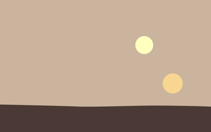 desert, outdoors, beauty in nature, copy space, no people, Tatooine, silhouette, clear sky, circle, Star Wars, minimalism, sky, night, yellow, nature, tranquil scene