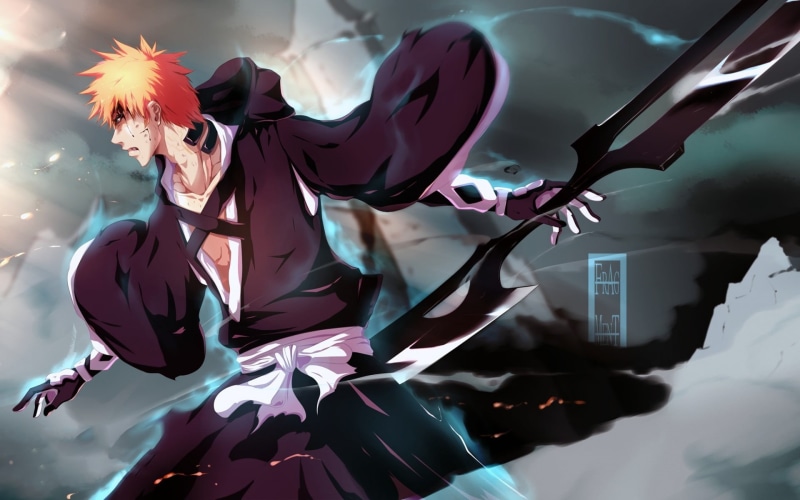 flower, creativity, craft, freshness, anime boys, day, animal, representation, Bleach, 1080P, Kurosaki Ichigo, weapon, plant, focus on foreground, beauty in nature