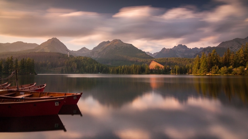 mountain peak, reflection, no people, 1080P, water, scenics - nature, sky, lake, environment, tranquil scene, tranquility, outdoors, transportation, cloud - sky