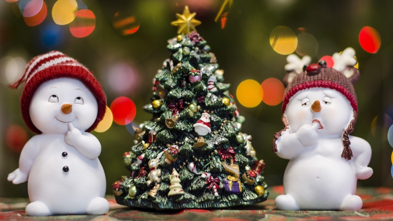 bokeh lights, holiday, snowman, 4K, happy new year, christmas decoration, bokeh, christmas tree, christmas