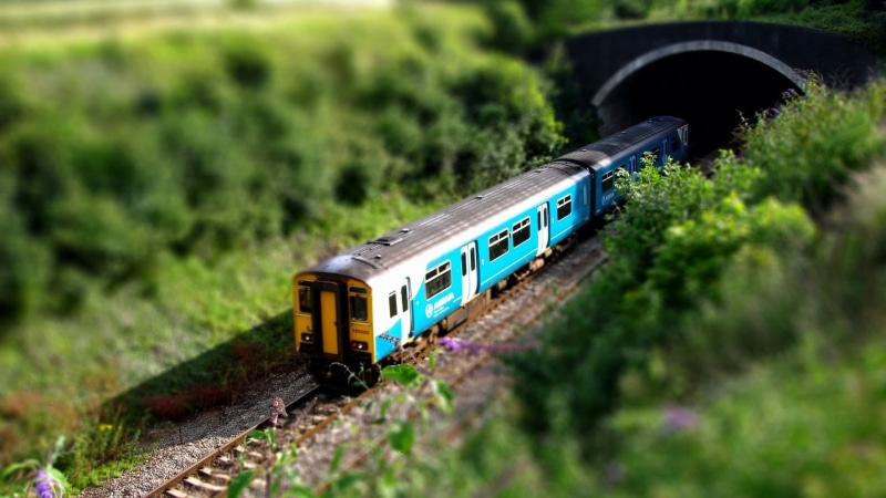 mode of transportation, motion, 1080P, passenger Train, track, on the move, passenger, blue, no people, outdoors, selective focus, focus, people, selective