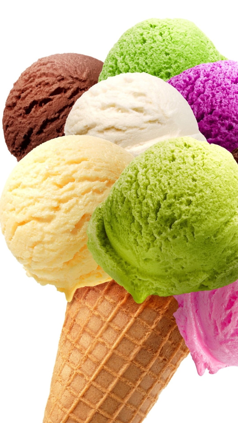 cream, food and drink, variation, indoors, scoop shape, snack, strawberry ice cream, dessert, 1080P, freshness, vanilla ice cream, colorful, ice, Food