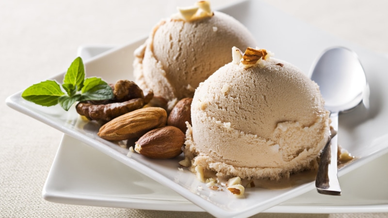 walnuts, white, still life, vanilla Ice Cream, cold - Temperature, pastry, cake, tray, food, frozen food, food and drink, bakery, scoop, indoors, sweet Food