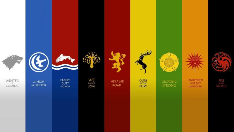 House Martell, House Arryn, 1080P, Sigils, Game Of Thrones, House Lannister, House Tyrell, House Stark, panels, House Targaryen, House Greyjoy, House Baratheon