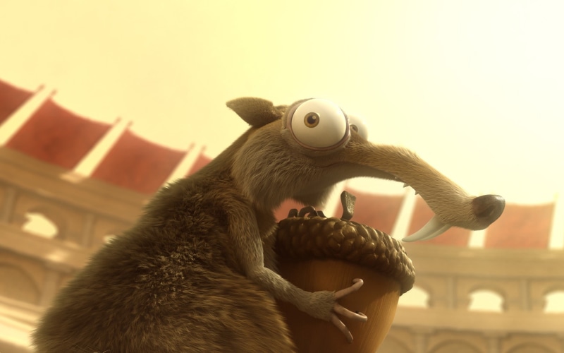 domestic animals, brown, vertebrate, stuffed toy, acorns, white, Ice Age, animal representation, close-up, toy, indoors, mouth open, Scrat, tabby, pets