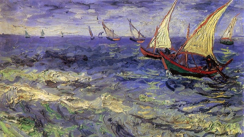 720P, boat, sea, artwork, Classic Art, Vincent Van Gogh, painting
