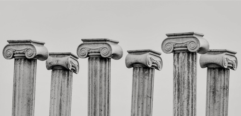 classical, rusty, no people, side by side, architecture, security, old, protection, column, elegance, sky, metal, ionic, grayscale, copy space, day, safety
