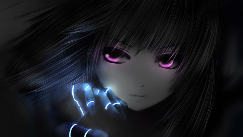 body part, close-up, hair, cyborg, dark high resolution desktop backgrounds, glowing, hairstyle, indoors, human body part, human face, technology, bangs