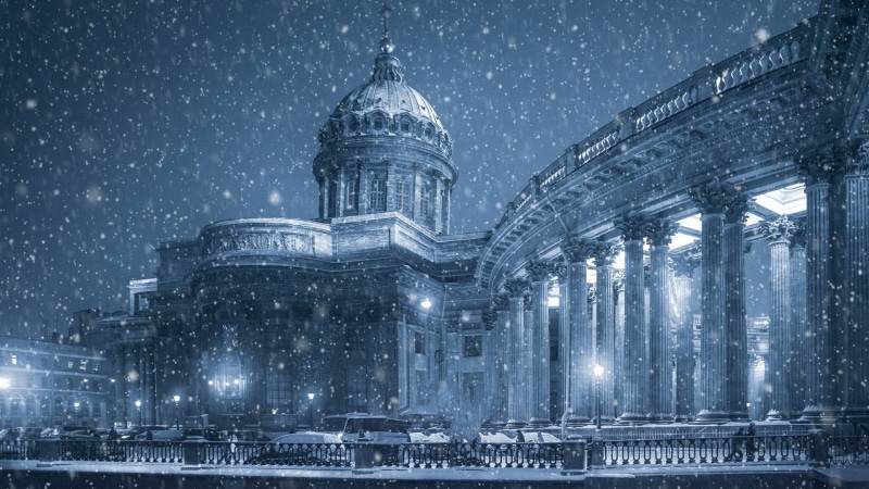 kazan cathedral, built structure, place of worship, blizzard, cathedral, winter, st petersburg, government, cold temperature, no people, 1080P, freezing