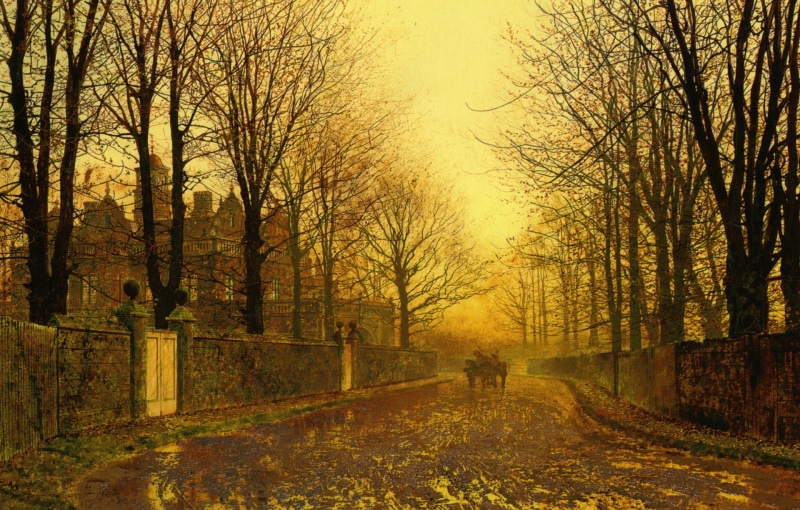Autumn Evening, John Atkinson Grimshaw, landscape, 1080P, the city, picture, street