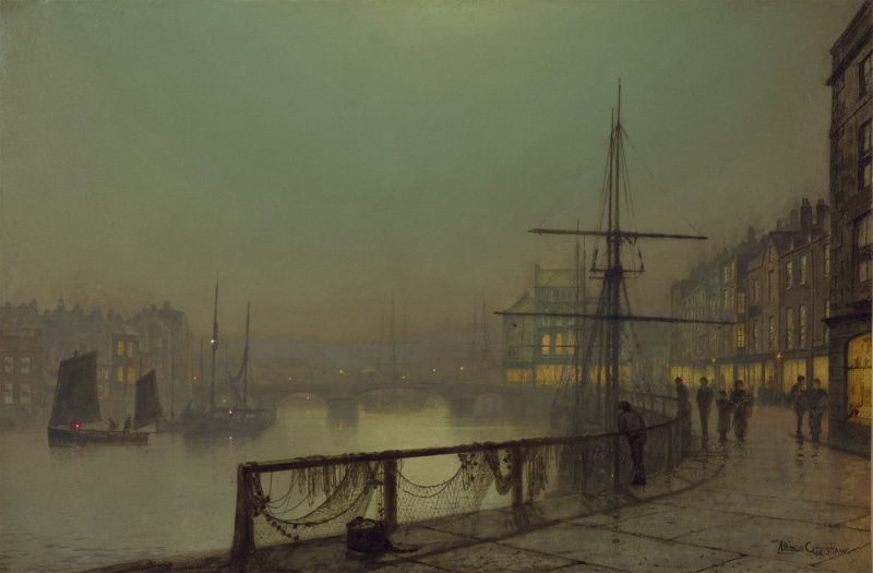 painting, classic art, 720P, ports, ship, John Atkinson Grimshaw