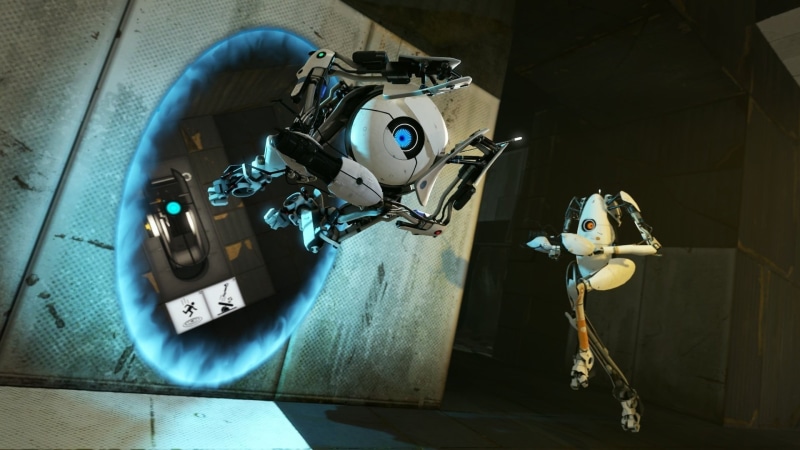 GLaDOS, art and craft, reflection, nature, graphic, equipment, wood - material, Valve Corporation, 1080P, Portal 2, robot, shadow, white, Portal (game)