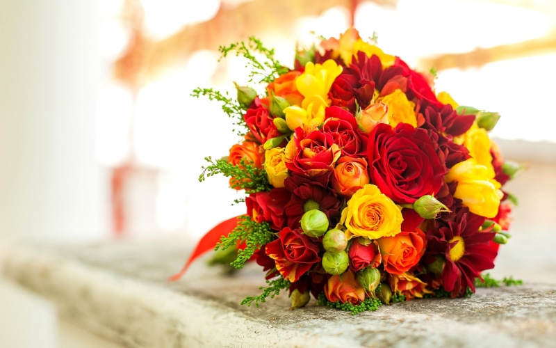 Rose, Flowers, Yellow, Bouquet, Red, 2K