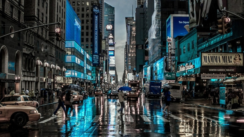 city, rainy day, mood, street, effect, raining, building, 1080P, wet, metropolis, rainy, cityscape, downtown, metropolitan area, water, united states