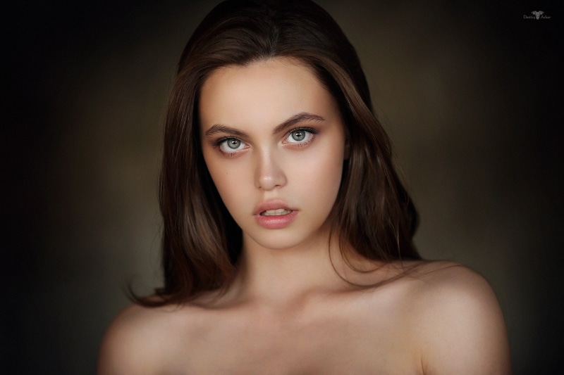 young women, 1080P, beautiful woman, headshot, body part, make-up, face, beautiful people, hair, Dmitry Arhar, adult, front view, women, black background
