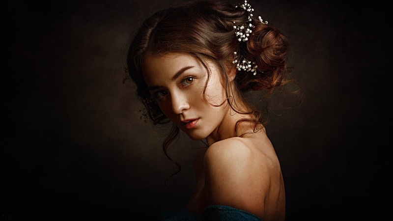 black background, beautiful people, fashion, young women, human hair, studio shot, 720P, Georgy Chernyadyev, hair, contemplation, beauty, indoors, women