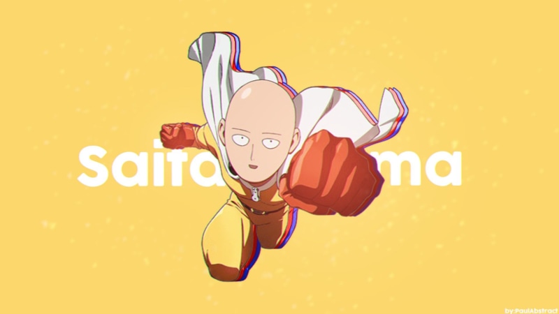fun, yellow background, Anime, emotion, robot, celebration, communication, body part, human body part, One-Punch Man, humor, text, Saitama (One-Punch Man)