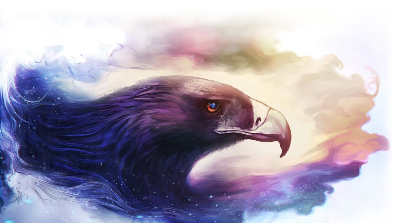 eagle, painting, fantasy art, outdoors, animals, pink color, profile view, animal, one animal, animal body part, smoke - physical structure, close-up, 1080P