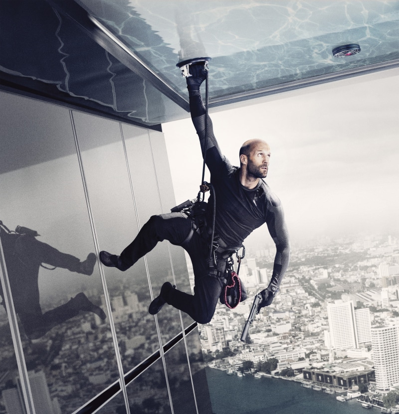 architecture, nature, males, smiling, one person, lifestyles, 2016 Movies, young men, young adult, Mechanic Resurrection, mid-air, real people, rope, 2K
