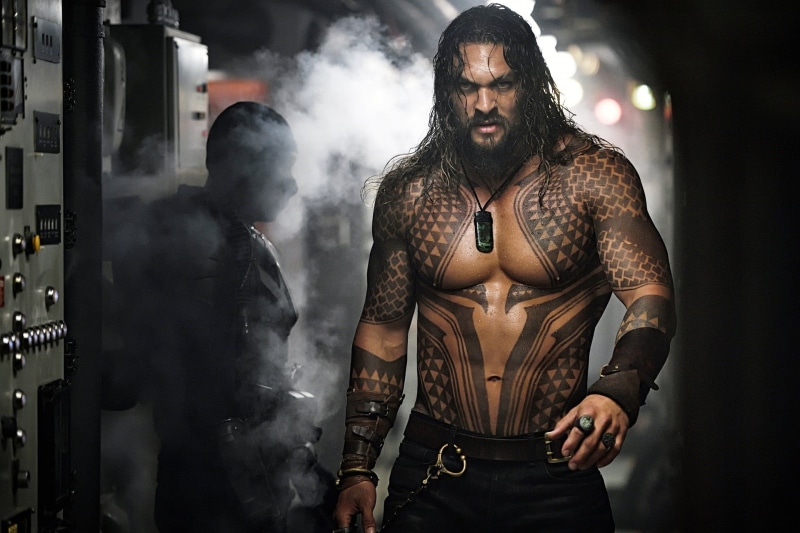 long hair, shirtless, dark hair, 1080P, movies, bearded, Aquaman, smoke, men, tattoo, beard, Jason Momoa